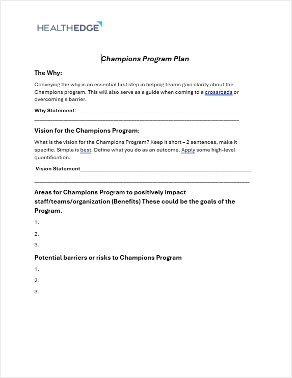 Champions Program Plan