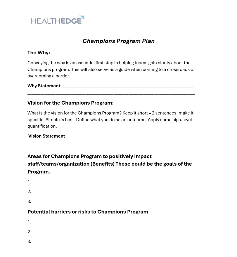 Champions Program Plan
